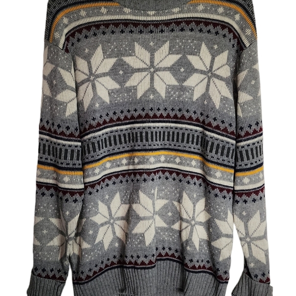 Vintage grey snowflake striped sweater - Picture 2 of 6